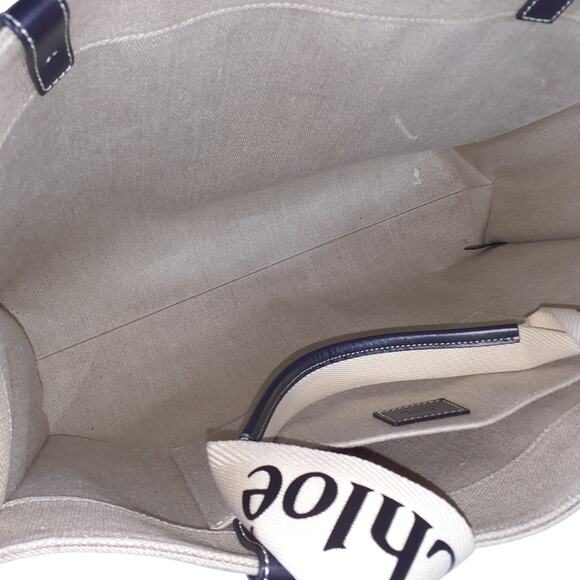 Chloe Large White And Blue Woody Tote Bag - Picture 5 of 5